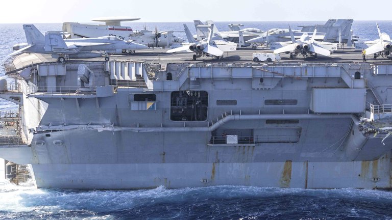 The U.S. Navy aircraft carrier USS Harry S. Truman is now in port in Greece for repairs following the collision with the cargo ship M/V Besiktas-M this past week.